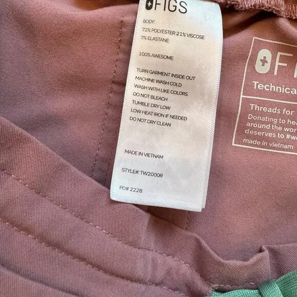 FIGS Yola Skinny Scrub Pants Mineral Mauve Pink Women's XS Rare Retired PO 2228 - Picture 9 of 15